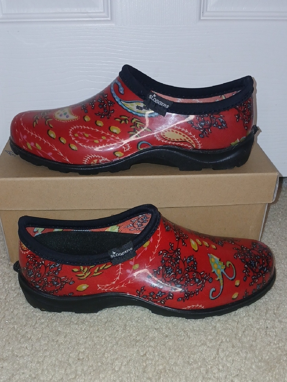 Sloggers Slip-On Garden Clogs Red & Black Women's 9